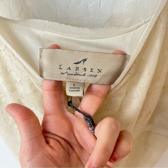 Vintage Larsen New York Lace Y2K Tank Sleeveless Cami Cream Neutral L - Picture 8 of 12